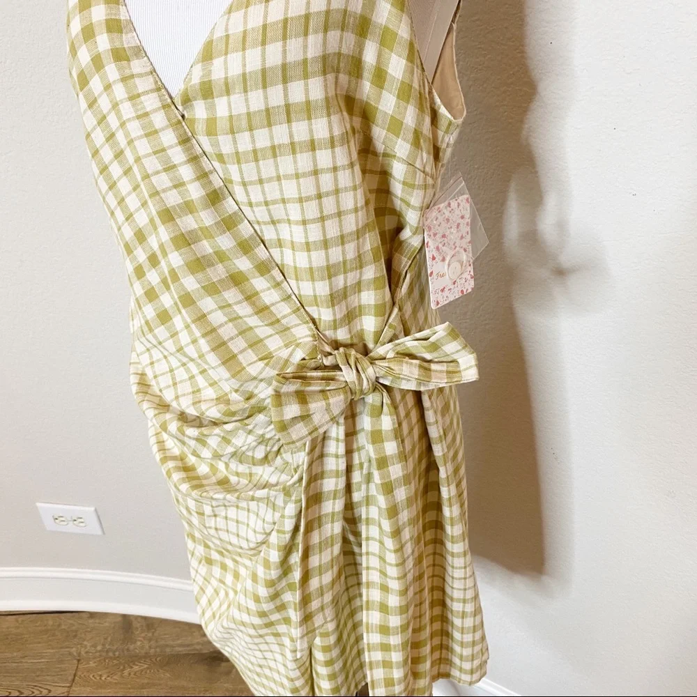 Free People Nodia Gingham Wrap Dress Size 10 - Picture 4 of 9